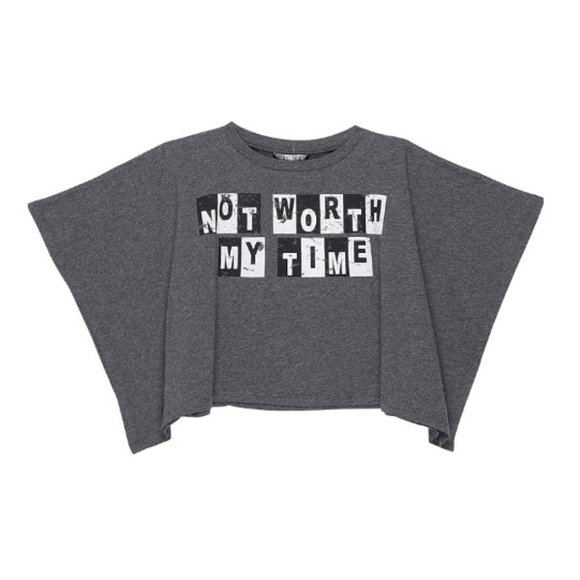 Truce Kids' Flowing Fit Crew Neck 'Not Worth My Time' Tee Dark Grey XL (16) NWT - Picture 1 of 5